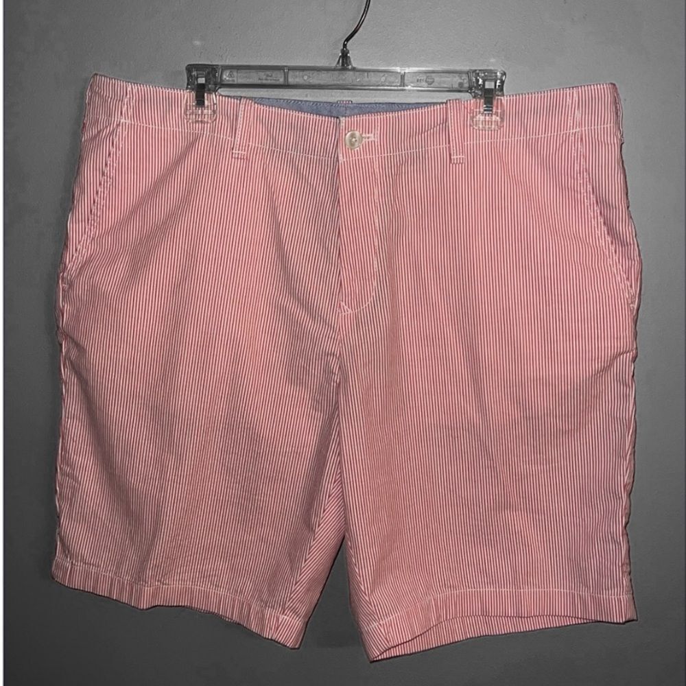 Men’s 38 Tommy Hilfiger striped beach washed red & white pique cotton shorts